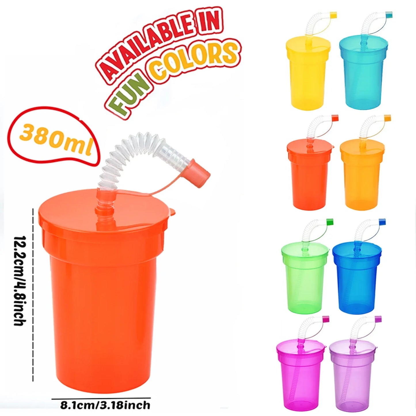 8/16/24pcs Neon Sipper Cups, Spill-Proof Cups with Lids and Straws - Ideal for School Events, Themed Parties, and Birthday Party