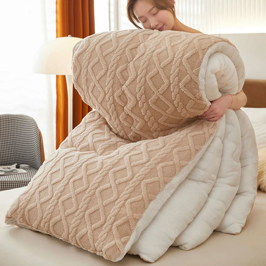 New Super Thick Winter Warm Blanket for Bed Artificial Lamb Cashmere Weighted Blankets Soft Comfortable Warmth Quilt Comforter