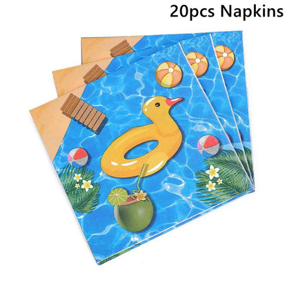 Beach Summer Pool Party Hawaiian luau Party Water Swimming Holiday Vacation Flamingo Party Supplies Birthday Party Decoration