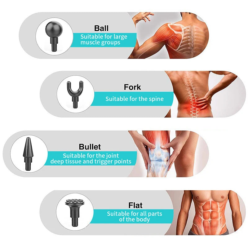 Massage Gun Portable Percussion Pistol Massager For Body Neck Deep Tissue Muscle Relaxation Gout Pain Relief Fitness