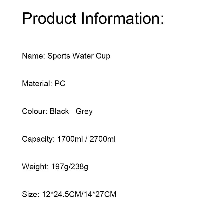 New Sports Water Cup Student Sports Fitness Super Large Capacity Water Cup High Temperature Resistant Summer Practical Fall