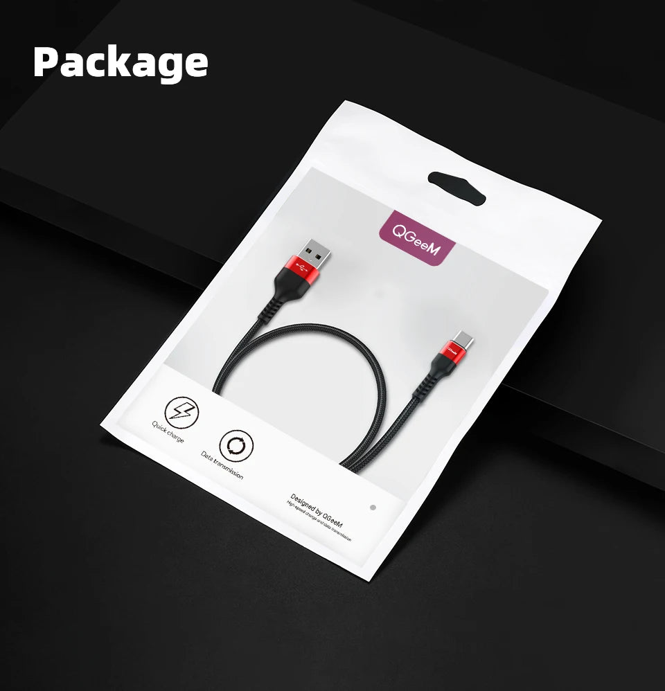 QGeeM 3A USB C Cable Type C Cable for Xiaomi OPPO Realme Poco Oneplus Redmi Phone Charger Fast Charge Charger USB Type C Cable