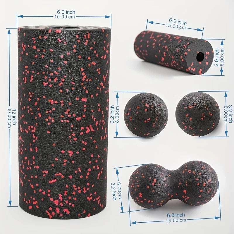 5pcs High-Density Foam Rollers Set - Muscle Massage, Yoga & Therapy, Includes Back Roller, Peanut Ball, Portable Exercise Tools