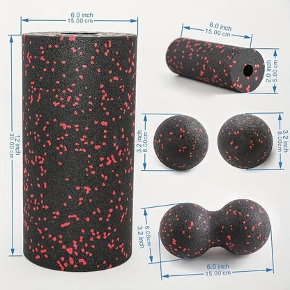 5pcs High-Density Foam Rollers Set - Muscle Massage, Yoga & Therapy, Includes Back Roller, Peanut Ball, Portable Exercise Tools