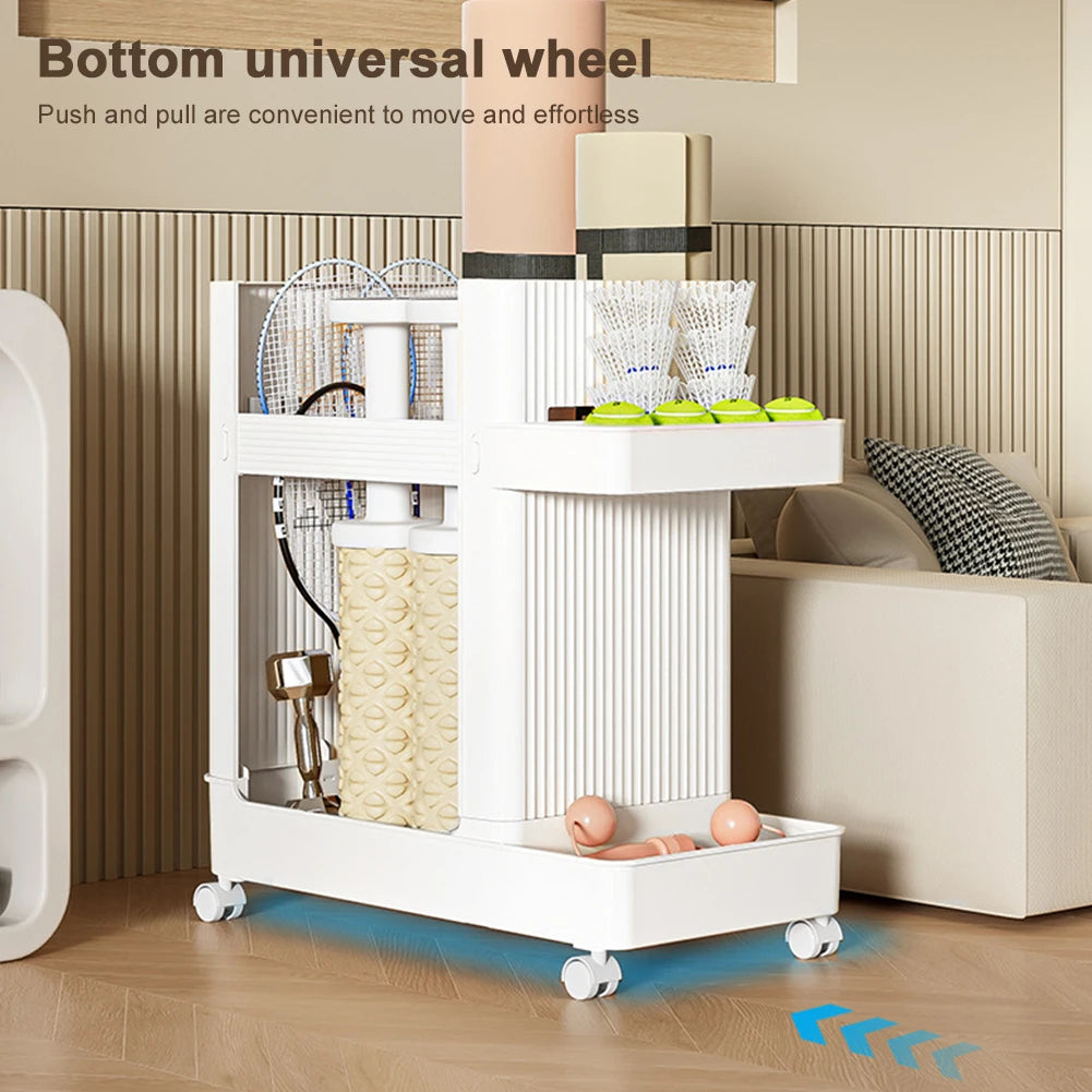 Sports Equipment Storage Rack Large Capacity Fitness Equipment Storage Rack with Wheels Fitness Equipment Sports Tools Organizer