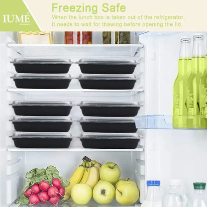 10PCS Black Plastic Disposable Food Containers with Lids - Ideal for Salads, Sandwiches, and Kitchen Fridge Storage