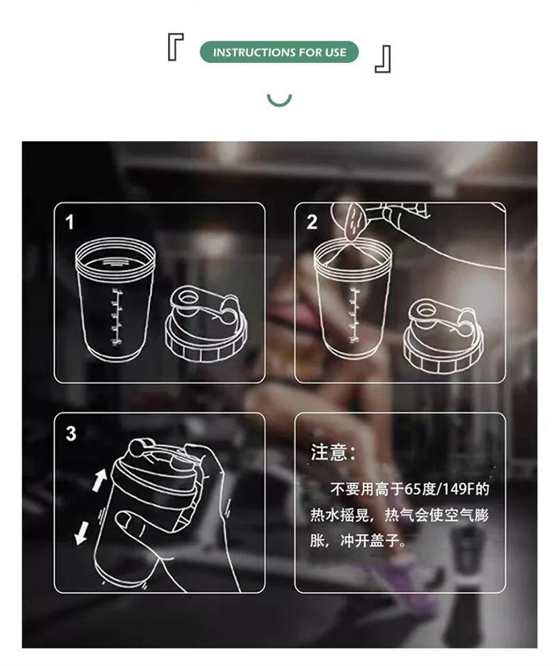 Sports water cup with Shaker Balls Leak Proof Drink Shaker Bottle Whey Protein Powder Mixing Bottle Fitness Gym Shaker Drink Cup