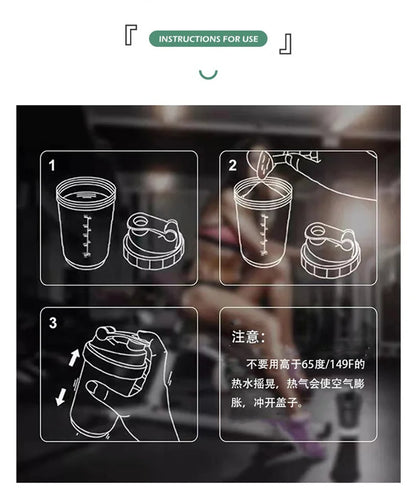 Sports water cup with Shaker Balls Leak Proof Drink Shaker Bottle Whey Protein Powder Mixing Bottle Fitness Gym Shaker Drink Cup