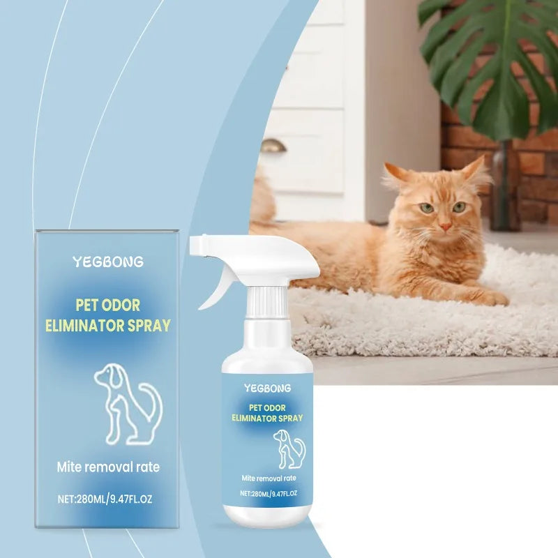 Long Lasting Pet Odor Eliminator Spray Destroys Urine Odors for Cats Dogs Scent Retention Formula Freshens Litter Boxes Beds