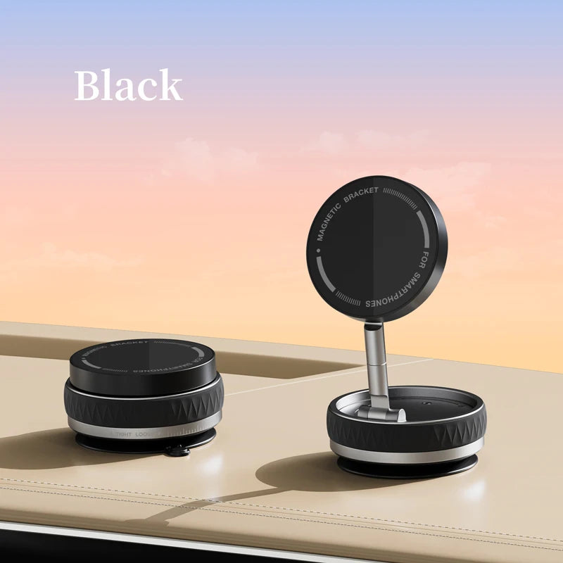 Vacuum Suction Magnetic Car Mount Strong Suction Stand Phone Holder Foldable Design 360° Rotation Adjustable Car Phone Bracket