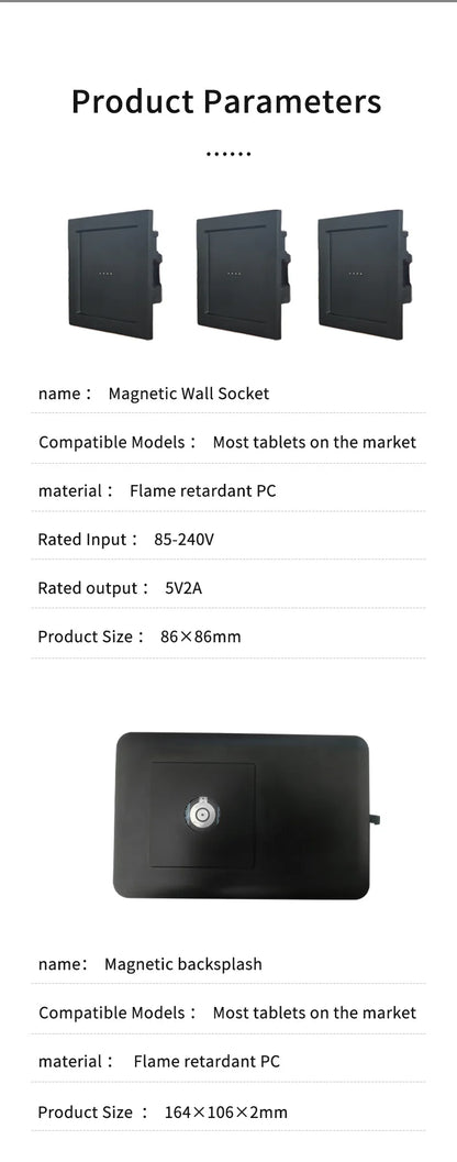 New Wall Tablet Mounted Wireless Charger Wall charging Socket Tablet Magnetic Bracket Holder for Universal Tablet Android iPad