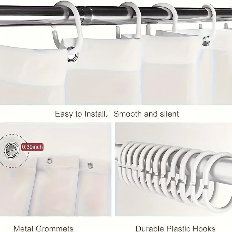 Rose Floral Pink Curtain Shower Curtain, Bathroom Decorative Shower Curtain, Waterproof Shower Curtain with Hooks