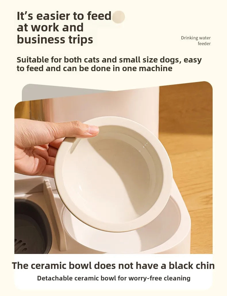 Pet automatic drinking water feeder Integrated large capacity dry and wet separation Ceramic bowl Stainless steel bowl