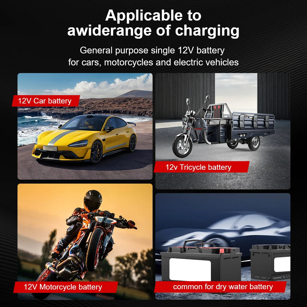 Car Battery Charger 220V Power Puls Repair Charger Moto Truck Battery Charger 12V 2A Wet Dry Lead Acid Battery LED Display