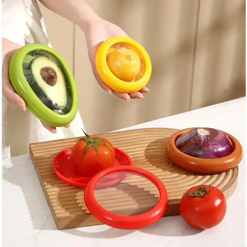 Reusable Food Saver Box Half Cut Fruit Fresh Retractable Film Storage Container Fruit Preservation Seal Cover Kitchen Tools