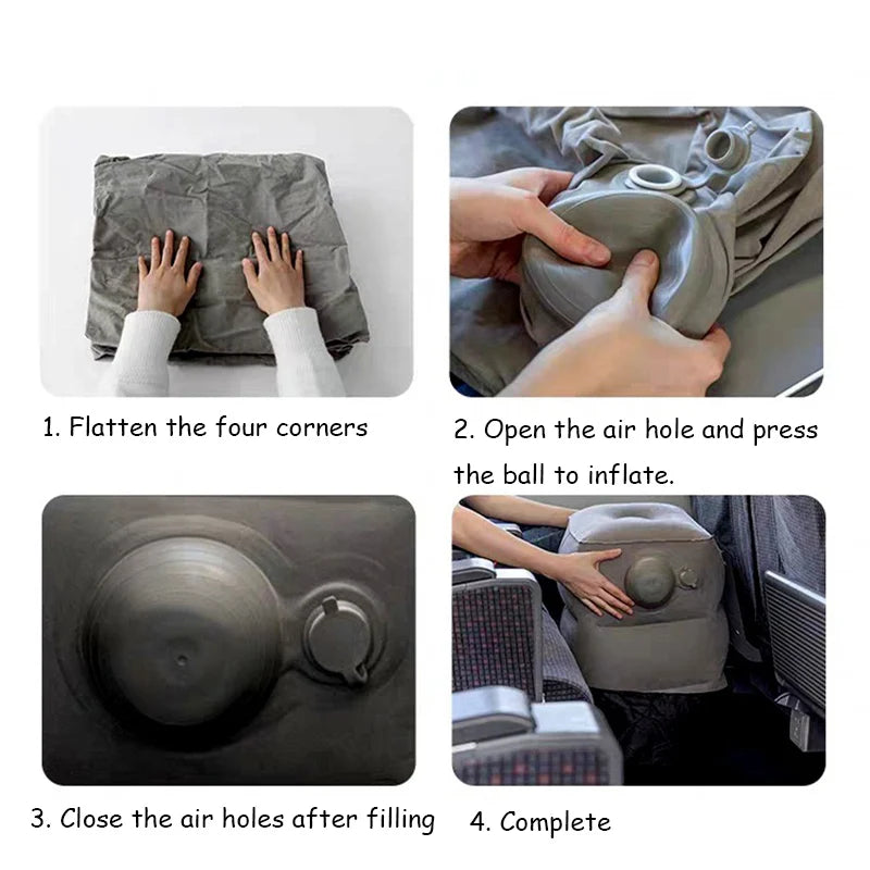 Inflatable Travel Pillow Foot Rest Kids Car Airplane Sleeping Bed Leg Support Height Adjustable Footrest Pillow for Long Trips