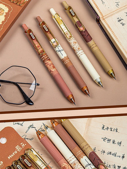 4PCS Retro Style Handbook Pen Marker Graffiti Brush Inscription Pen Office Culture and Educational Supplies