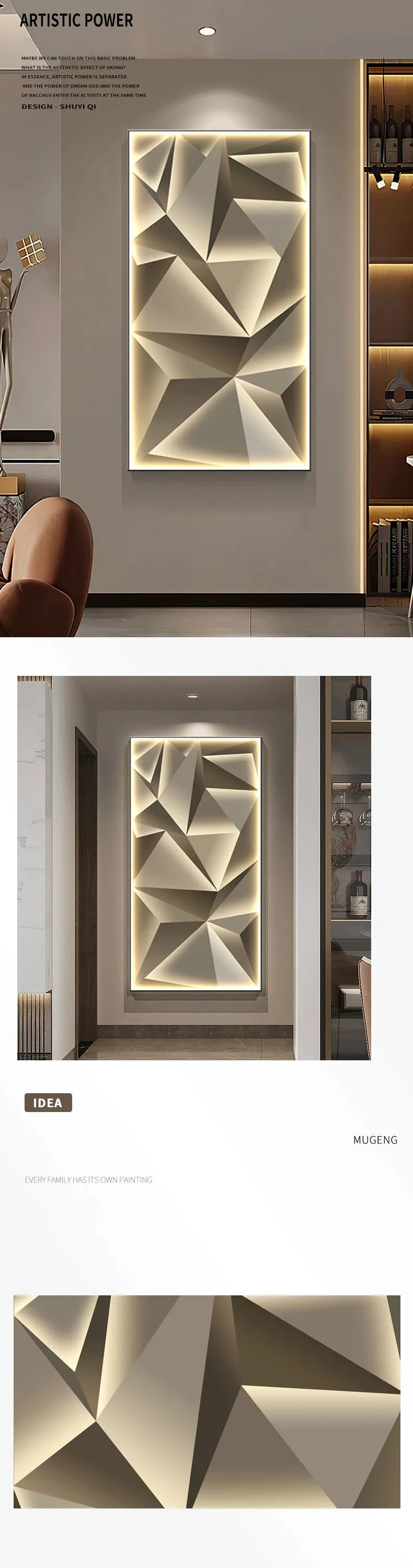 Entrance Decorative Wall Painting Lamp Living Room Background Wall Light Luxury Mural Light Corridor Hanging Abstract Painting