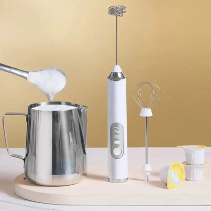 1pcs Coffee Milk Frother Blender 3 Speeds Adjustable Handheld Milk Frother Stainless Steel Electric Milk Frother USB Recharge