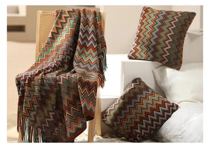 Knitted Blankets Bohemian Plaid Throw Blanket Sofa Cover With Tassels Travel Leisure Bed Cover Blanket boho Bedspread