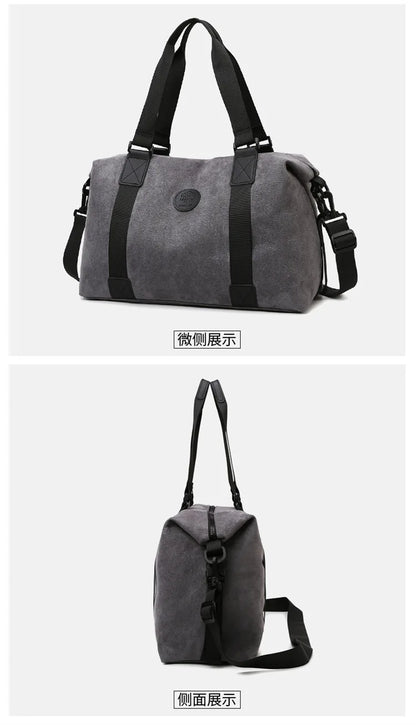 Men's Large Capacity Fashionable Short Distance Travel Totes New Suede Travel Handbag Women's Portable Sports and Fitness Bag