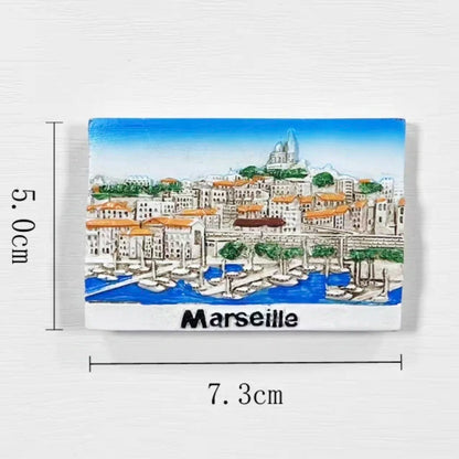 Europe France Lyon Strasbourg Marseille Resin 3D Fridge Magnets Tourism Souvenir Refrigerator Sticker