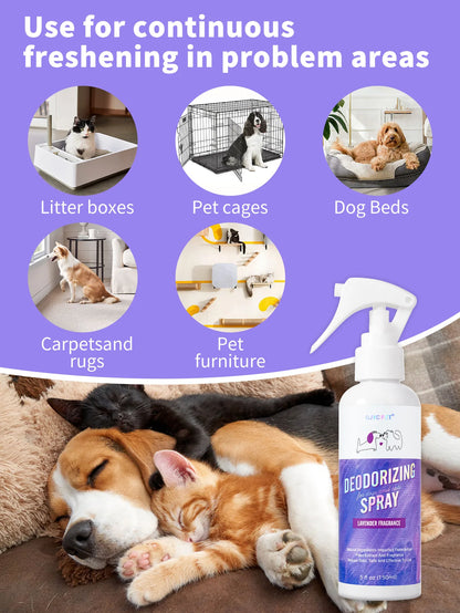 150ml Cat & Dog Odor Eliminator Spray – Lavender Plant Extract for Cat Litter & Pet Bedding – Effectively Neutralizes Urine Odor