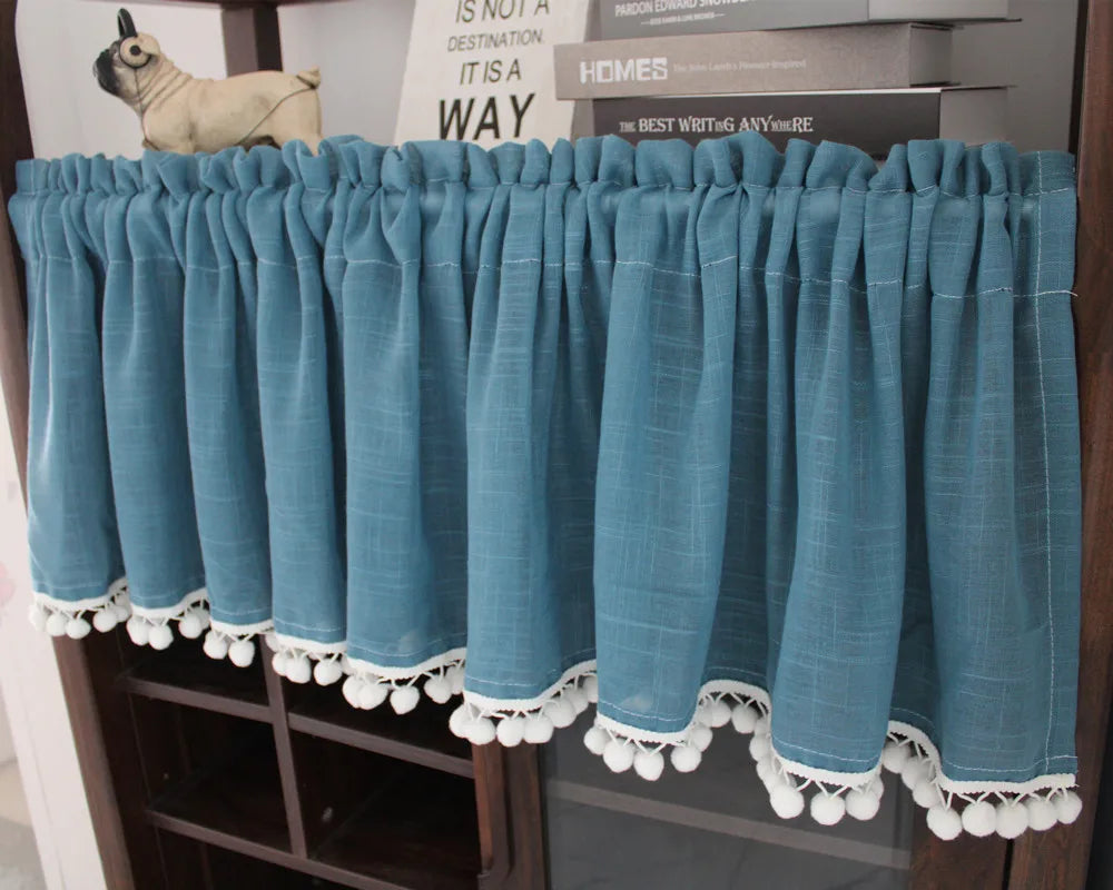 Japanese tassel half curtain partition door curtain kitchen short curtain coffee curtain pastoral decoration short curtain yarn