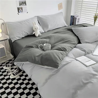 Solid Color Four Piece Bedding Set for Children and Adults Double Bed Large Four Piece Duvet Cover Bed Sheet Pillow Cover