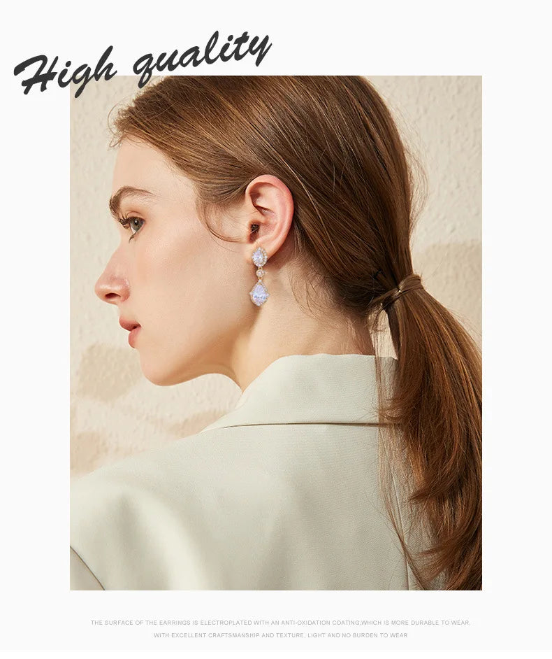 Fashion necklace accessories women's earring Jewelry sets bride's wedding zircon water drop girls earrings for women jewellery