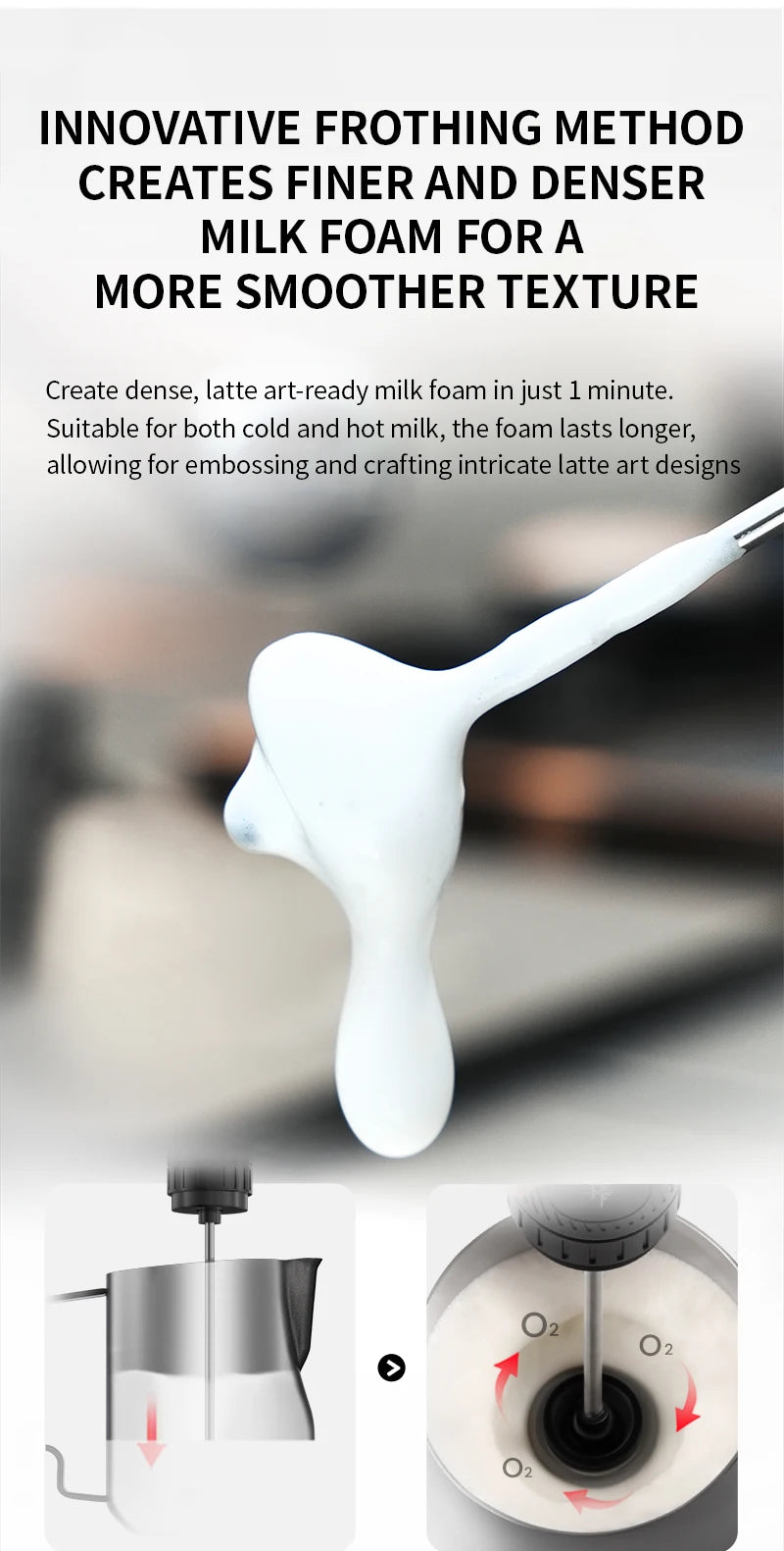 MHW-3BOMBER Official New Electric Milk Frother Handheld Wireless Blender Latte Cream Egg Beater Food Blender