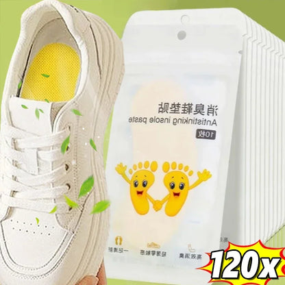 12/120pcs Shoes Deodorant Sticker Deodorant Foot Odor Deodorants Sneaker Smell Fresh Fruity Aroma Insole Sterilization Sticker