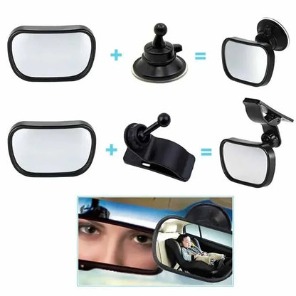 Car Interior Baby Mirrors 360 Degrees Rotatable Windshield Sucker Sun Visor Plate Clips Mirror Baby Kid Back Seat Observe Mirror