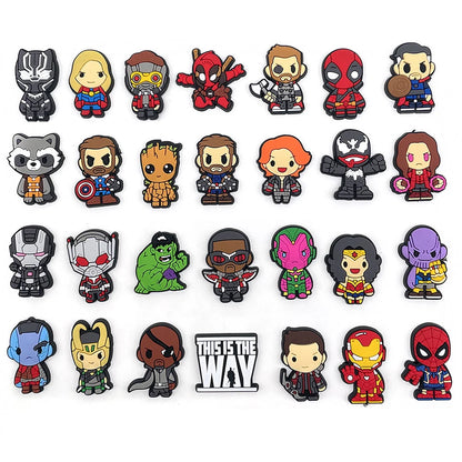 28styles Movies Super Hero Shoe Charms for Clogs Sandals Decorations shoes Accessories PVC Charms Cartoon Kids Gifts