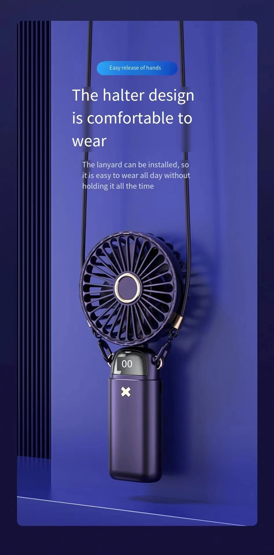 New Handheld Small Fan USB Portable Digital Display silentOffice DeskStudent on Dormitory Charging Outdoor Fan