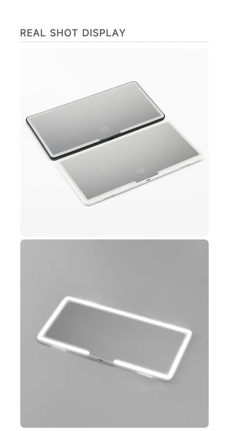 Car interior mirror, sun visor, LED high-definition makeup mirror, 3-mode touch screen adjustment,USBcharging,car makeup mirror