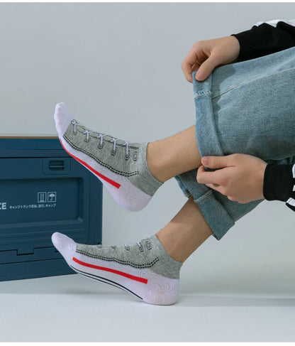 5 pairs of autumn and winter men's sports socks for summer leisure, sweat wicking, comfortable, lightweight, breathable basketba