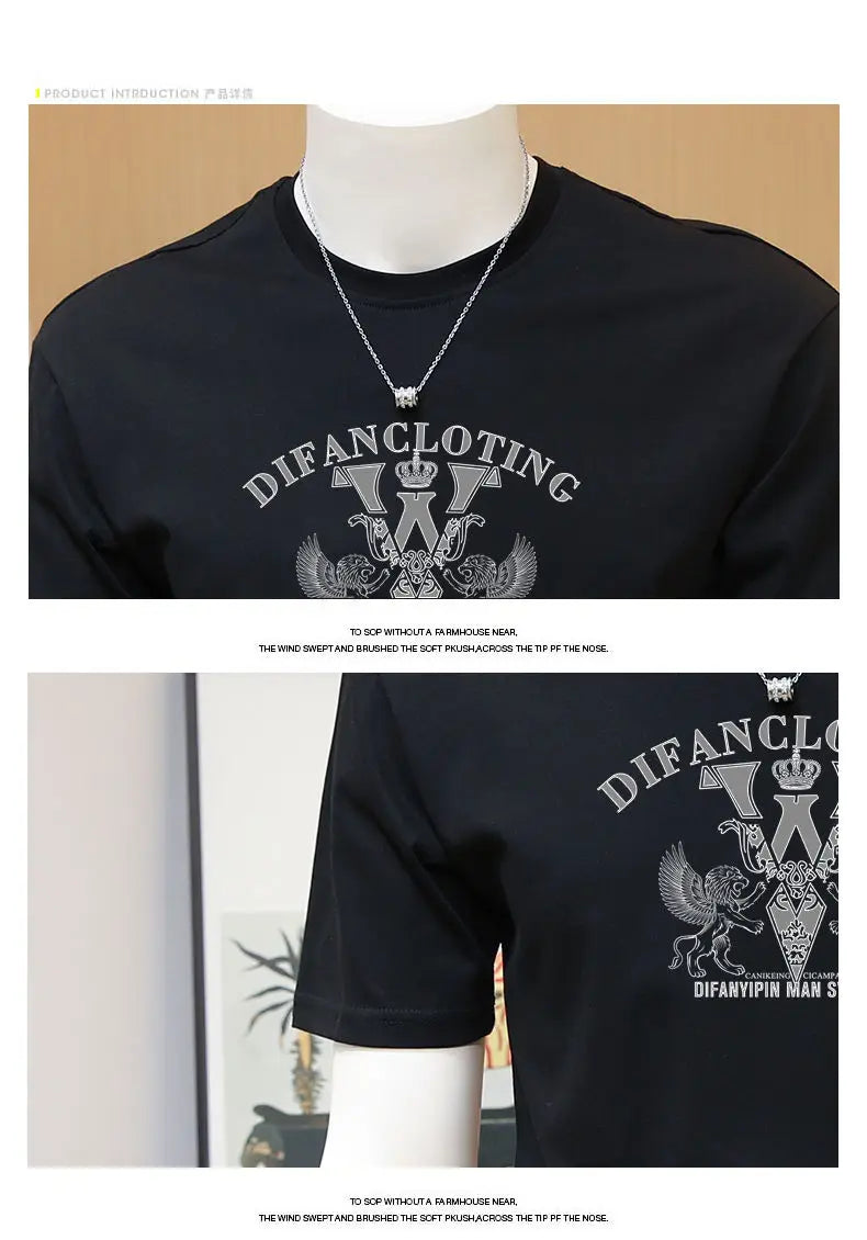 Men's T-shirts, Summer Round Neck Printed Trendy Men's Casual Versatile Short Sleeve Tops