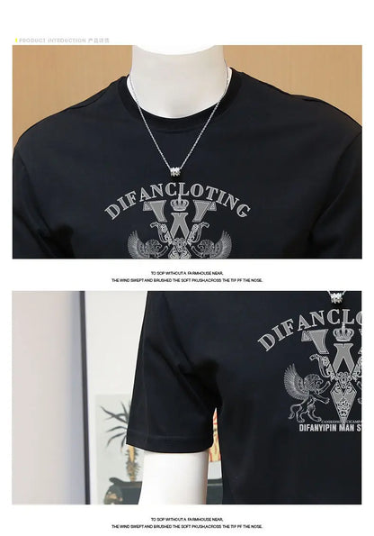 Men's T-shirts, Summer Round Neck Printed Trendy Men's Casual Versatile Short Sleeve Tops