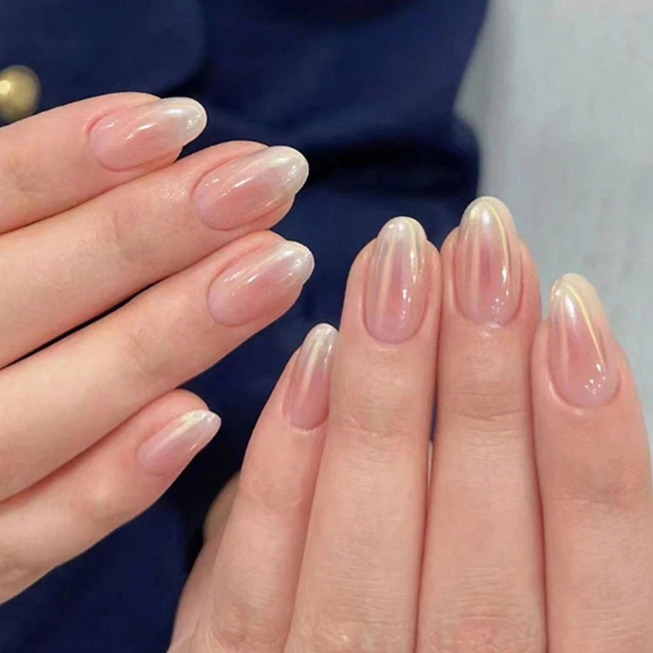 ARTAUG 24PCS Medium Almond Fleshcolor Press On Nails Fake Nails Pink Summer Nails Press On Nails Detachable Reusable Girl Gift