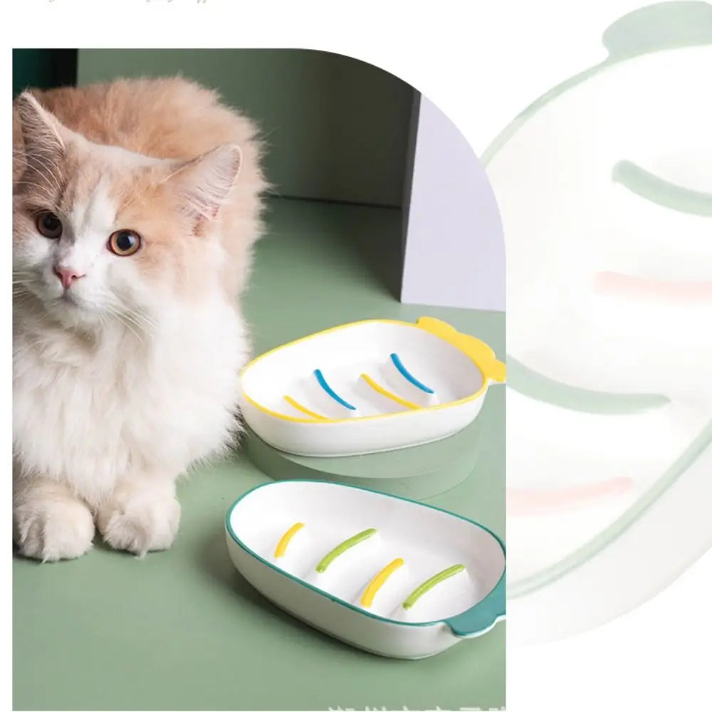 Ceramic Cat Slow Food Bowl Creative Cute Dog Food Feeding Basin Multi-use Large Capacity Pet Drinking Feeder Kitten Puppy
