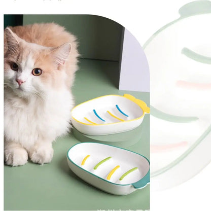 Ceramic Cat Slow Food Bowl Creative Cute Dog Food Feeding Basin Multi-use Large Capacity Pet Drinking Feeder Kitten Puppy