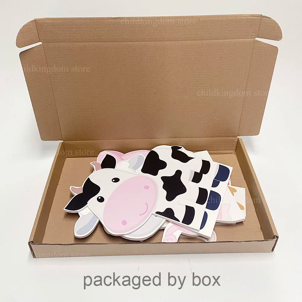 6Pcs Farm Birthday Party Animals KT Board Farm Cow Cutouts DIY Birthday Balloons Farm Theme Birthday Baby Shower Party Backdrops
