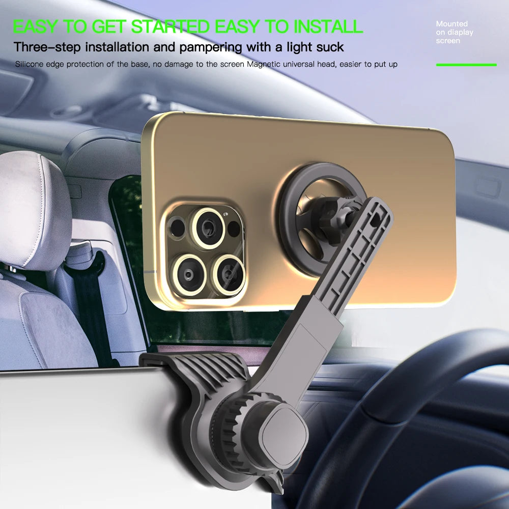 Magnet Car Mounted Display Screen Mobile Phone Holder 360 Degree Freely Rotation Foldable Mount Usded for Car Electric Vehicle