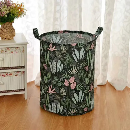 Dirty Laundry Baskets Foldable Round Waterproof Organizer Bucket Cotton Linen Clothing Children Toy Home Large Capacity Storage