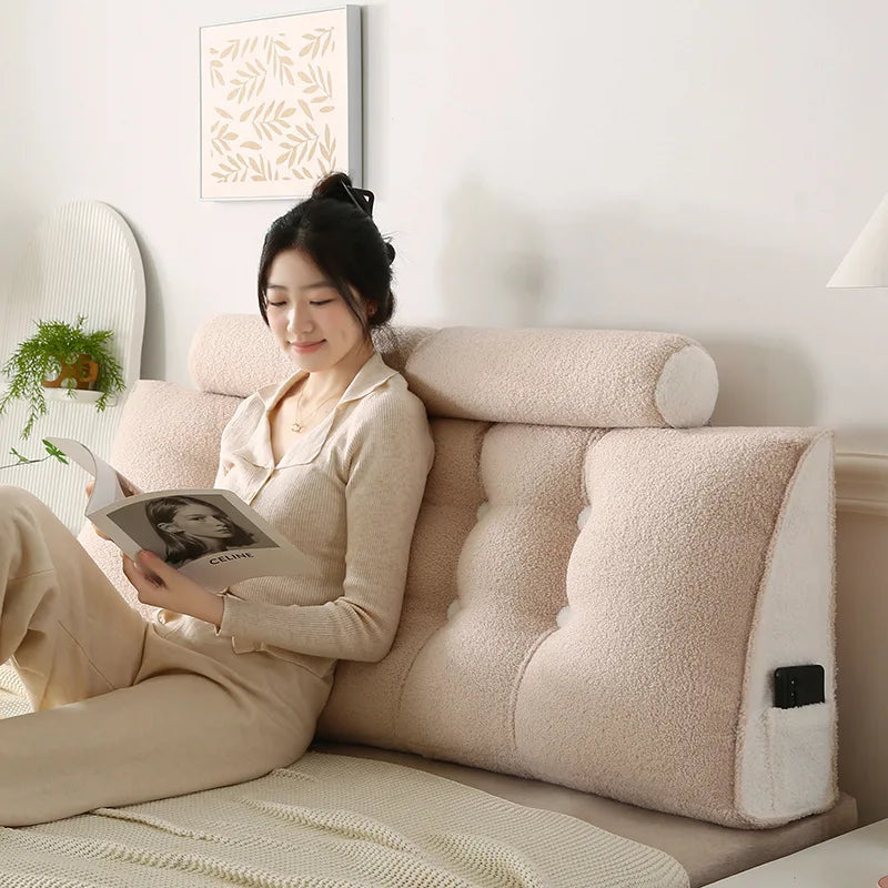 Headboard Pillow Lambswool Triangle Cushion Backrest Pain Relief Sofa Waist Cushion Wedge Sleeping Pillows for Bed Decorative 이불