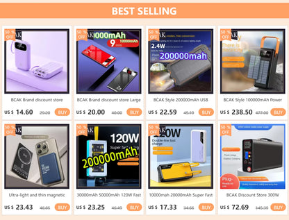 BCAK Style  500000mah 100000mah 200000mah 300000mah Upgraded Version Super power bank fast charge with LED Super Large Capacity