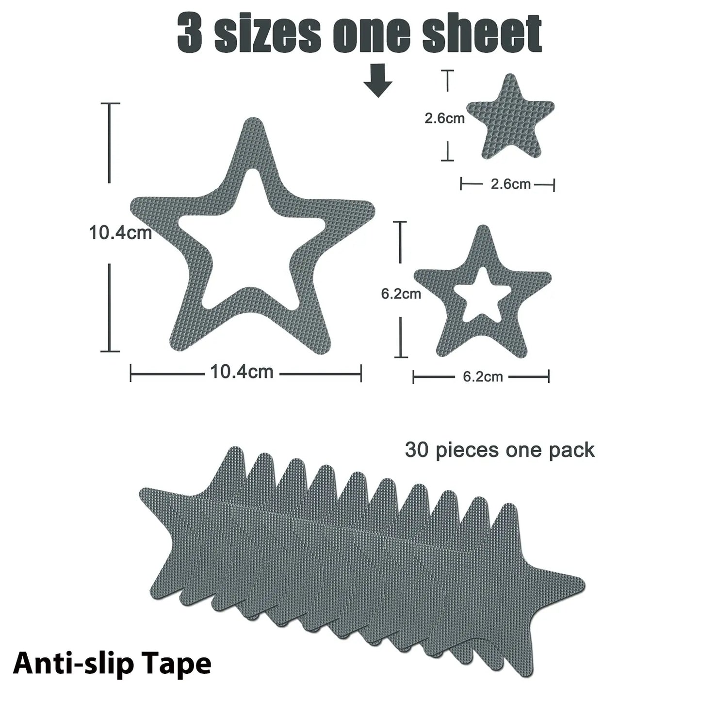 10 PCS Anti Slip Shower Tread Sticker Safety Bathtub Strips Premium Adhesive Star Snowflak Decals for Bath Tub Shower Stairs