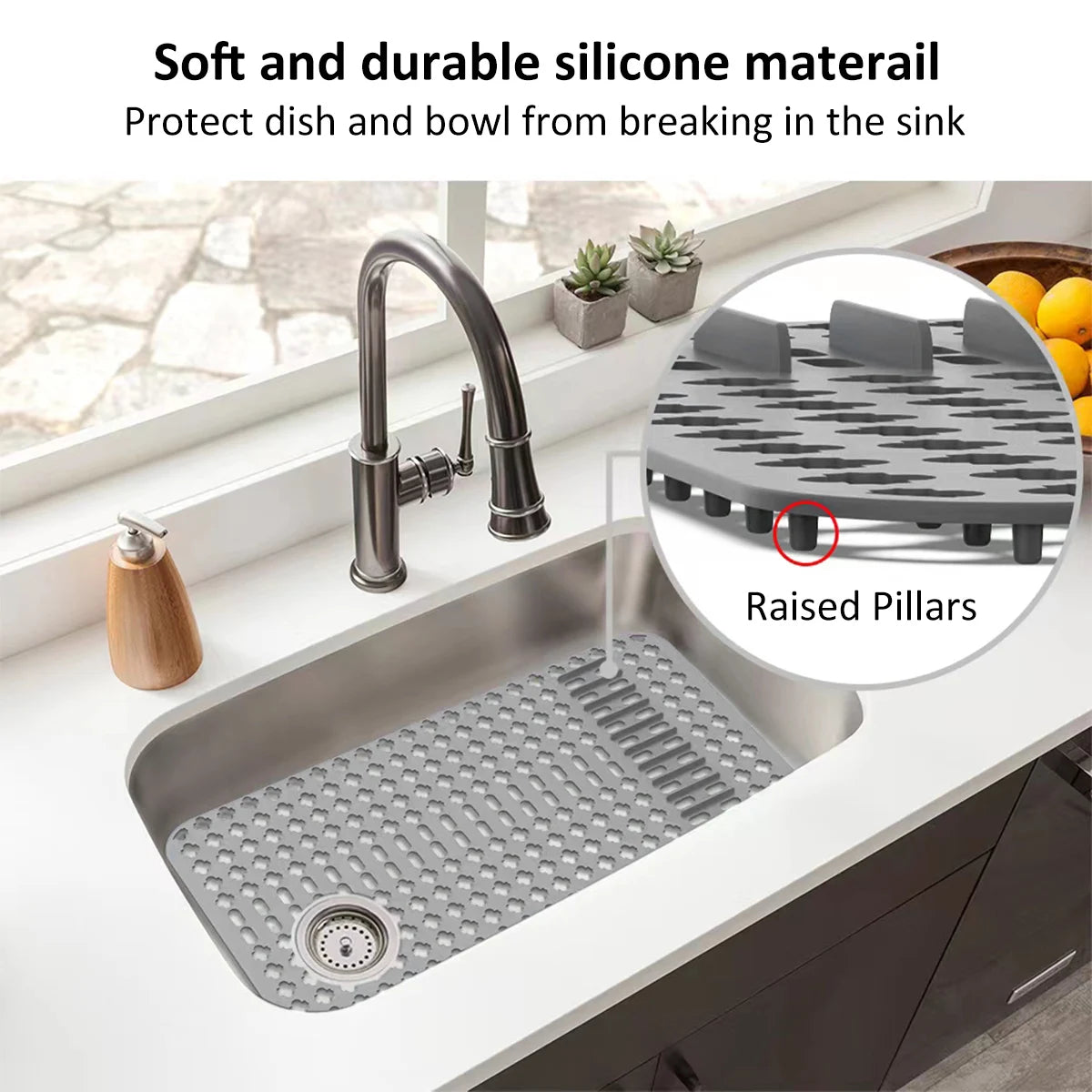 Silicone Sink Protector Heat-Resistant Anti-Slip Kitchen Sink Mats Sink Drainer Mat Reusable Sink Protector Mat for Kitchen