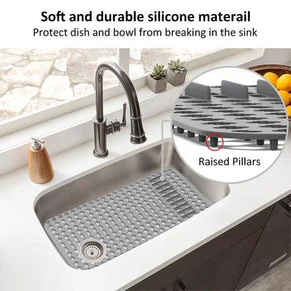 Silicone Sink Protector Heat-Resistant Anti-Slip Kitchen Sink Mats Sink Drainer Mat Reusable Sink Protector Mat for Kitchen